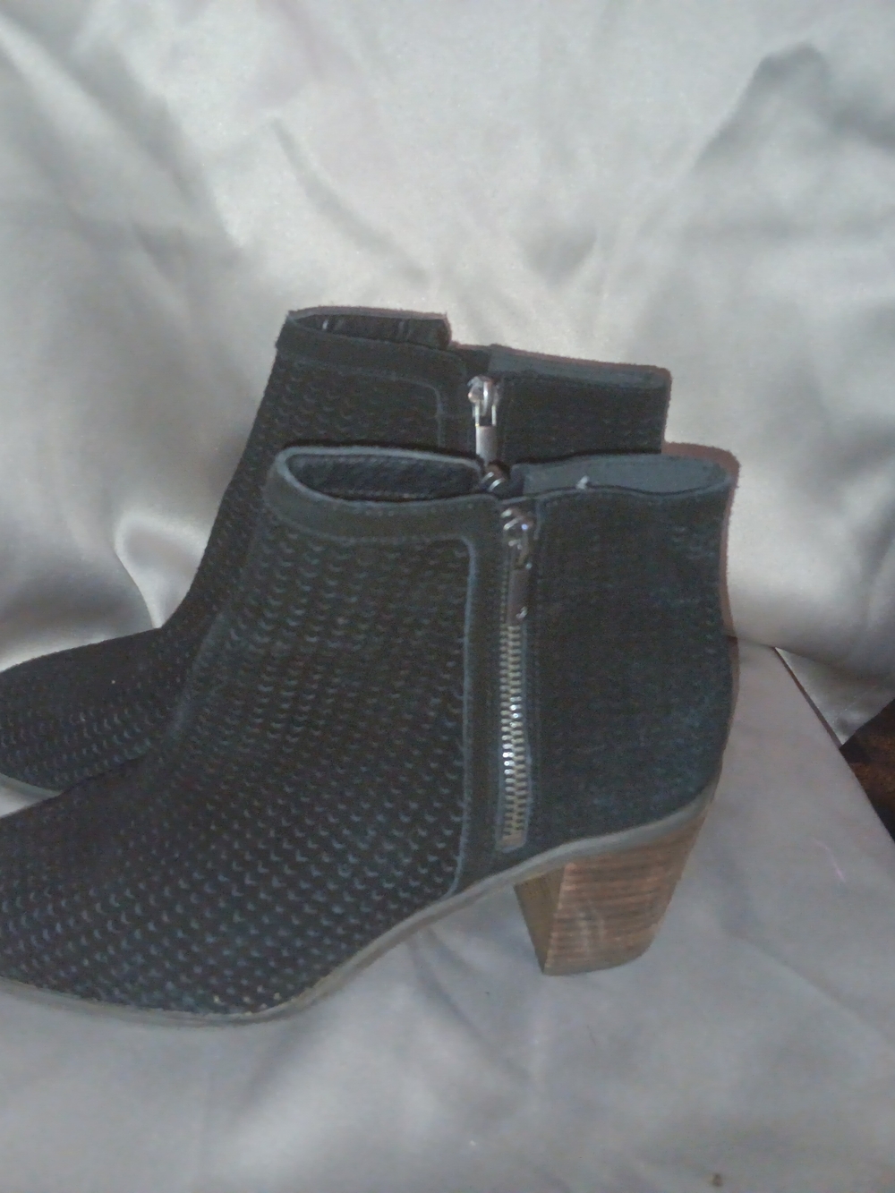 Lucky Brand Black Woven Side-Zip Ankle Booties